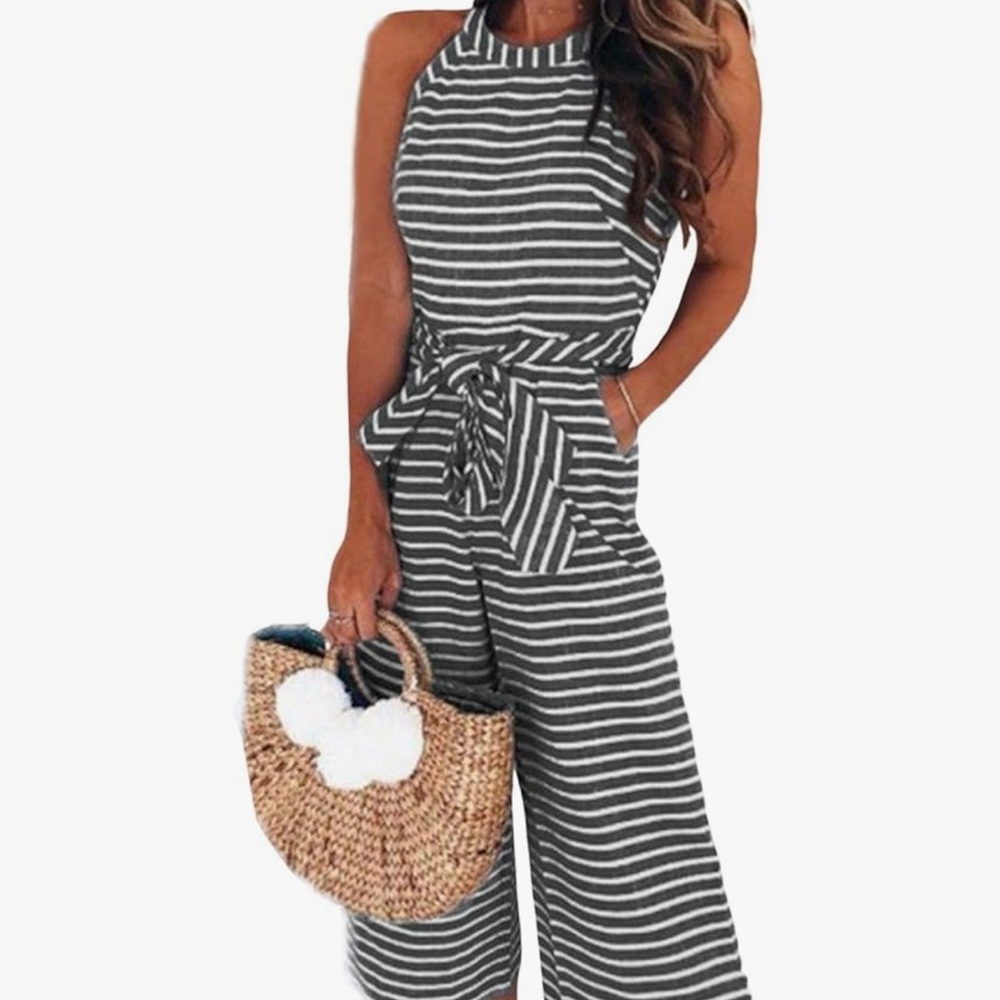 Striped Black and White Jumpsuit
